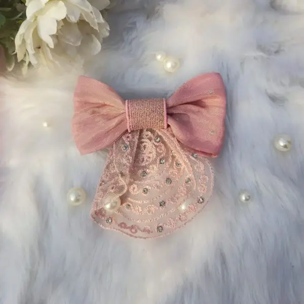 Charming Baby Pink Hair Bow with French Barrette Clip | Set of 2 - Image 3