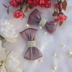 Organza hair bow with pearls