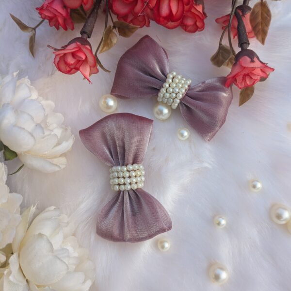 Organza hair bow with pearls