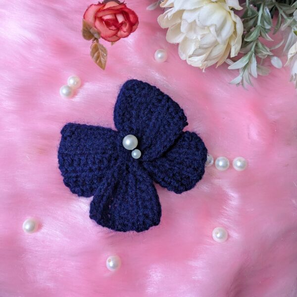 indigo colored hair bow crochet