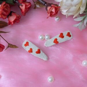 heart embroidery hair clip