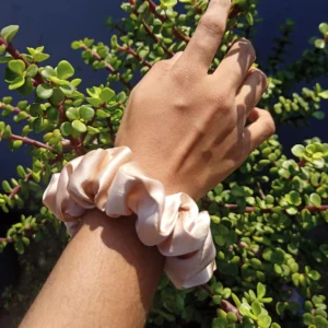 beige satin scrunchie