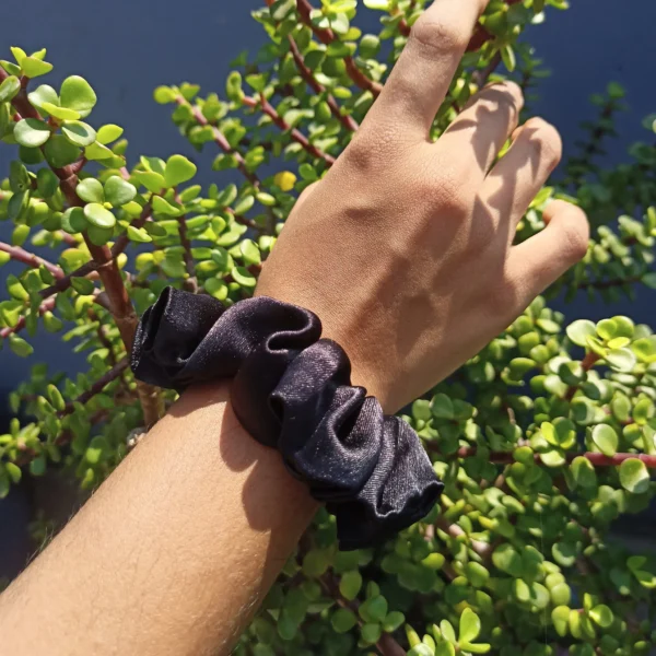 black satin scrunchie