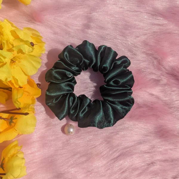 dark green satin scrunchie