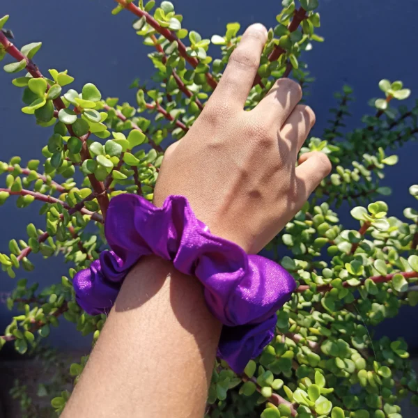 purple satin scrunchie for women