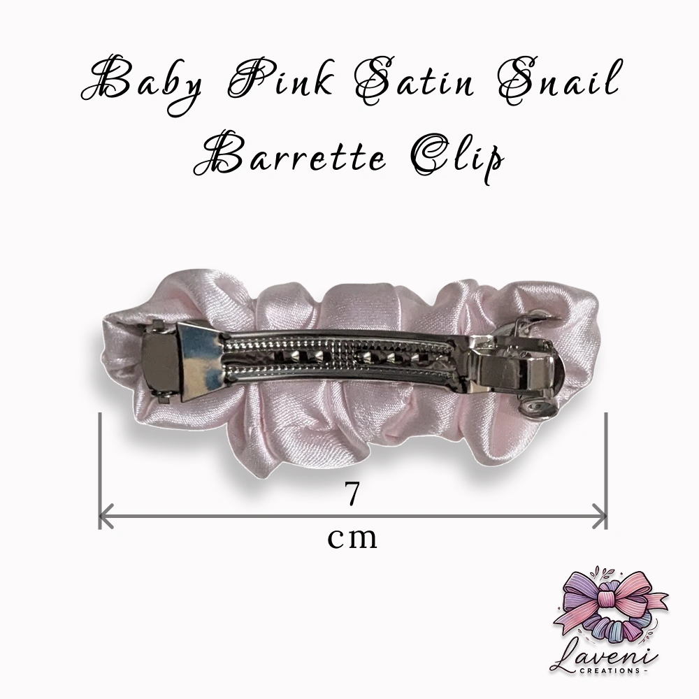 Premium Satin Snail Barrette Clips Combo – Pack of 4 (Pink, Dark Green, Baby Pink, Blue) - Image 5