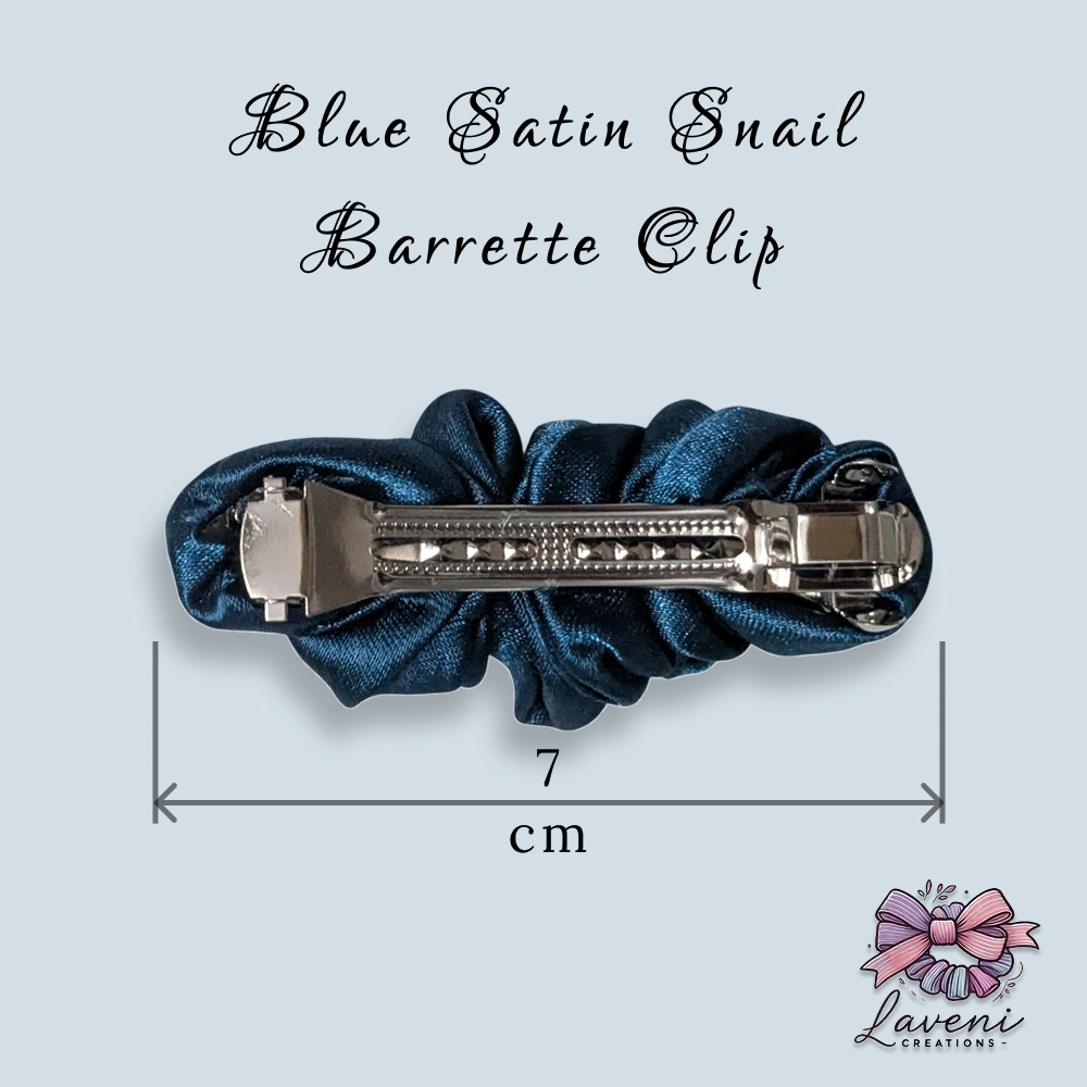 Premium Satin Snail Barrette Clips Combo – Pack of 4 (Pink, Dark Green, Baby Pink, Blue) - Image 3