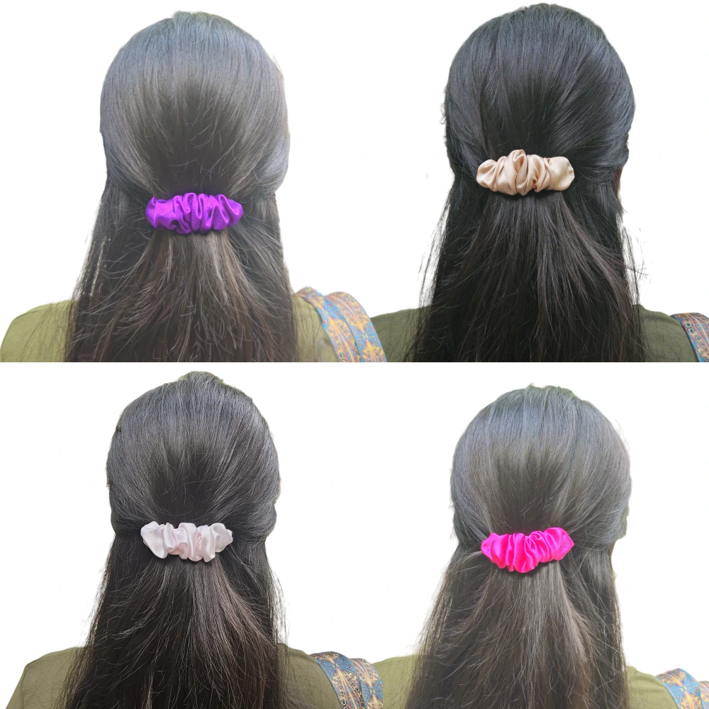 Premium Satin Snail Barrette Clips Combo – Pack of 4 (Pink, Beige, Purple, Baby Pink)