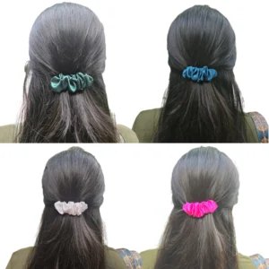 Premium Satin Snail Barrette Clips Combo – Pack of 4 (Pink, Dark Green, Baby Pink, Blue)