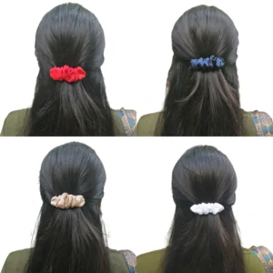 Premium Satin Snail Barrette Clips Combo – Pack of 4 (Red, White, Dark Blue, Beige)