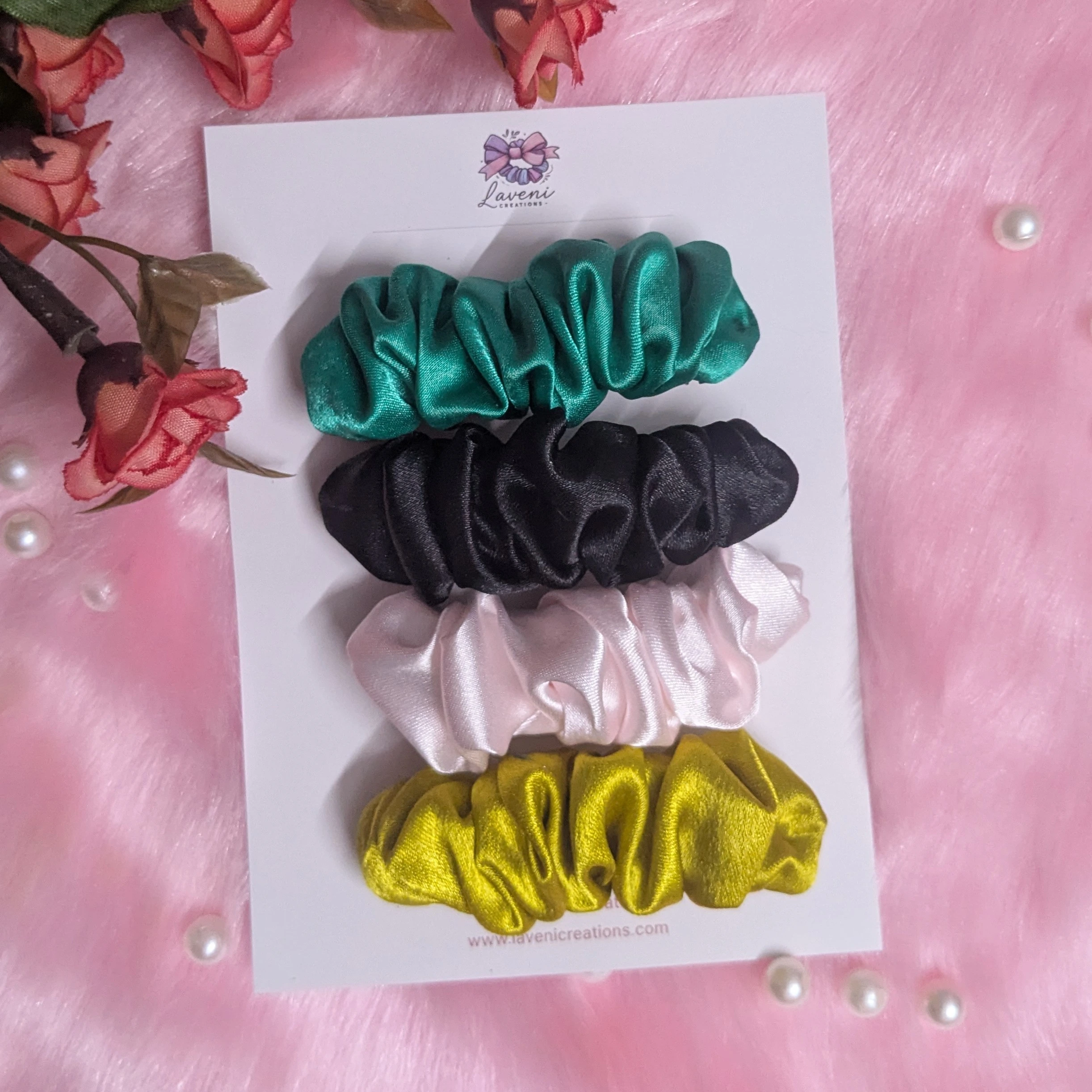 Premium Satin Snail Barrette Clips Combo – Pack of 4 (Teal Green, Black, Baby Pink, Golden - Image 2