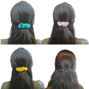 Premium Satin Snail Barrette Clips Combo – Pack of 4 (Teal Green, Black, Baby Pink, Golden