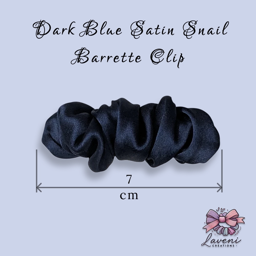 Premium Satin Snail Barrette Clips Combo – Pack of 4 (Dark Blue, Baby Pink, Blue, Beige) - Image 2