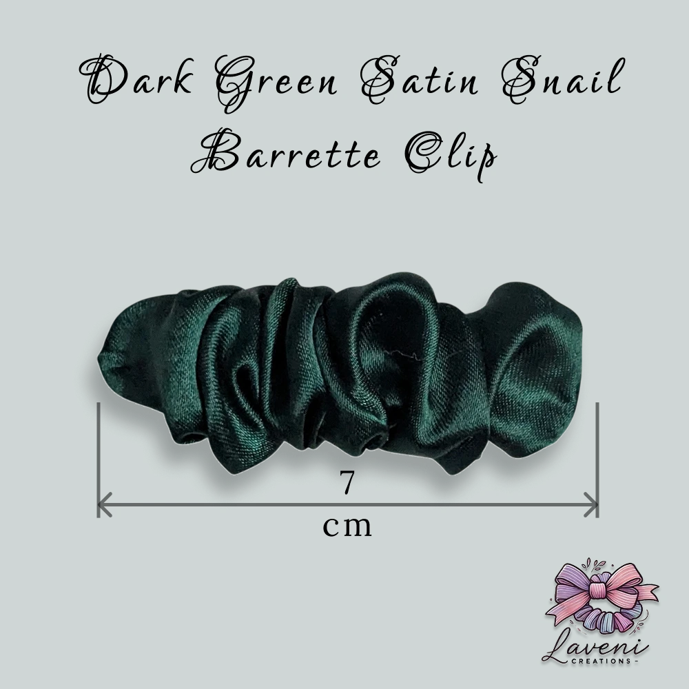 Premium Satin Snail Barrette Clips Combo – Pack of 4 (Pink, Dark Green, Baby Pink, Blue) - Image 4