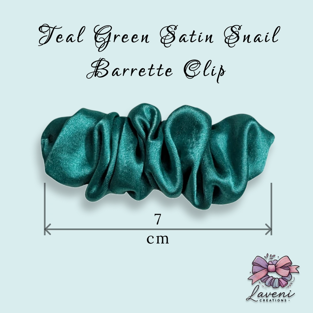 Premium Satin Snail Barrette Clips Combo – Pack of 4 (Teal Green, Black, Baby Pink, Golden - Image 3